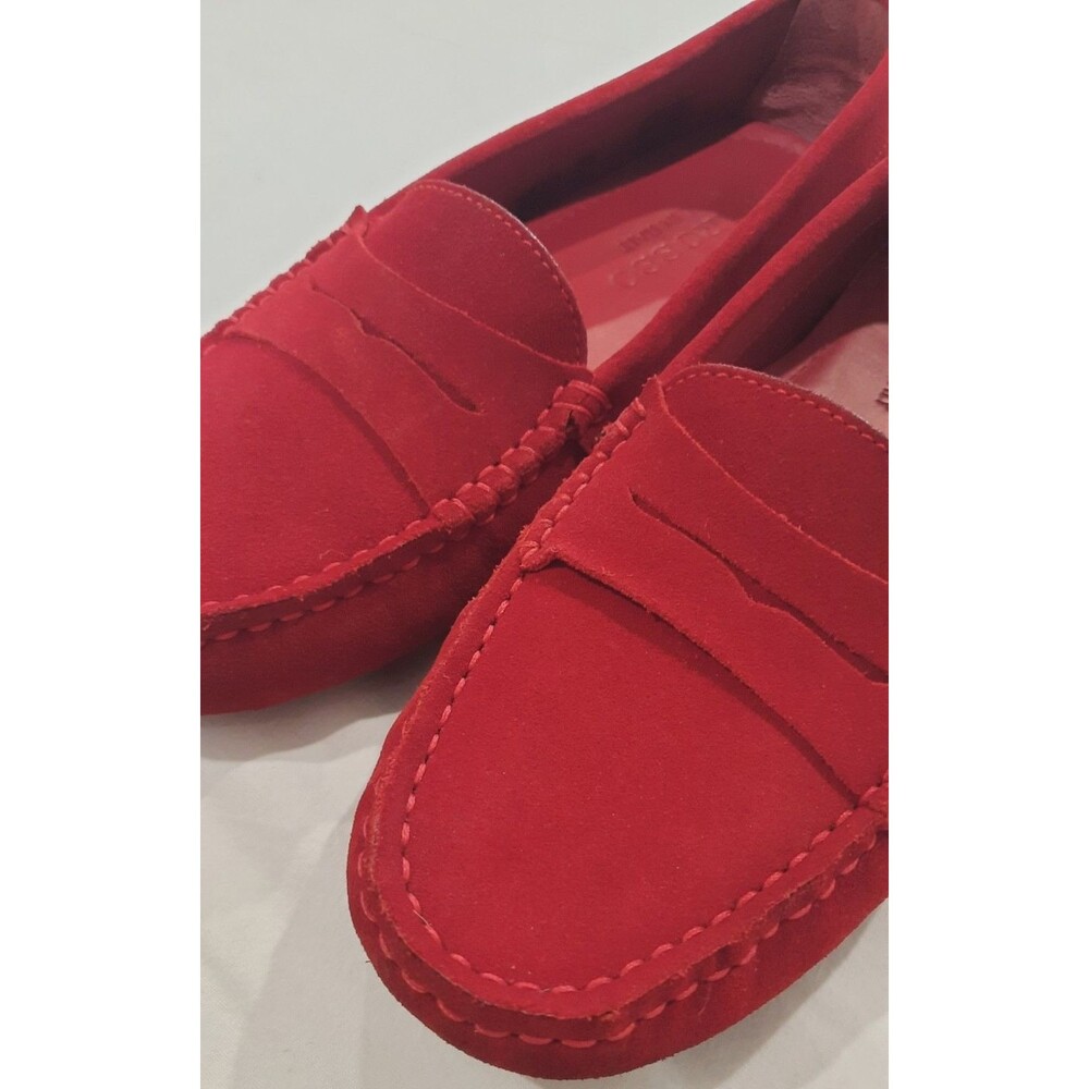 SCAROSSO ASHLEY Red Suede Driving Loafer Italian Italy US 6 EU 36 $330